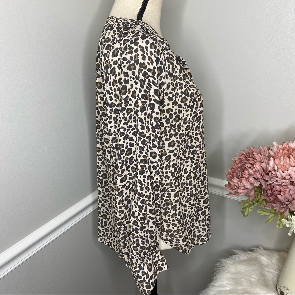 Loft Leopard Print Polyester Button Down Blouse - image 4